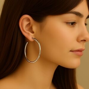 14th & Union Polished Silver tone 2-in Hoop Earrings - Women's Fashion Jewelry